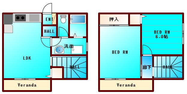 グランシャトーレインボー(2LDK/8階)の間取り写真