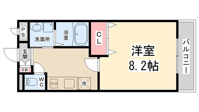 プランドール(1K/1階)の間取り写真