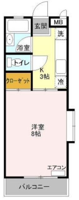シャトーブリリアント(1K/1階)の間取り写真