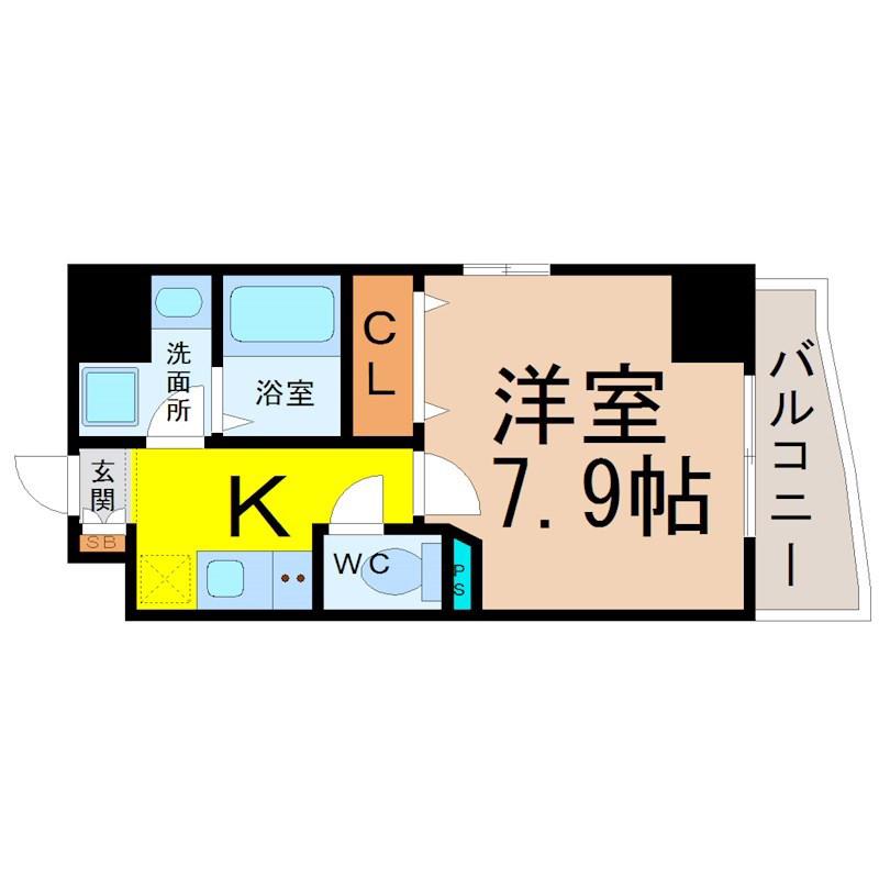 アゲート白壁(1K/8階)の間取り写真