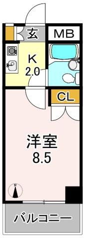 えんだら100歩(1K/2階)の間取り写真