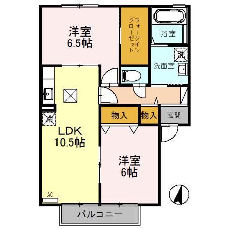 ジャルダン幸(2LDK/1階)の間取り写真