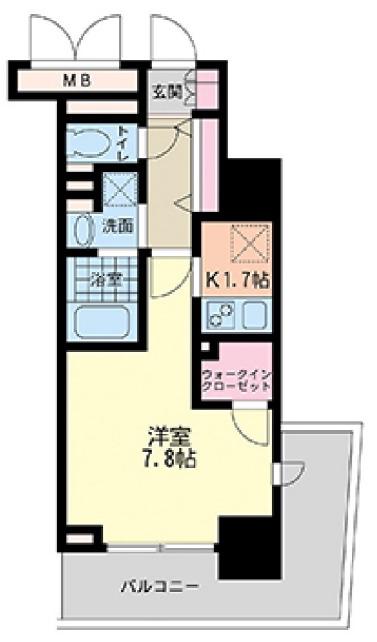ハビテ靭センターコート(1K/4階)の間取り写真