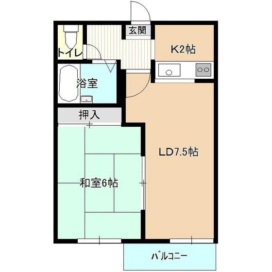 ハイライフシティ南青山E棟(2K/1階)の間取り写真