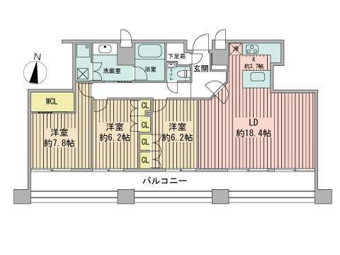 ラフィネタワー札幌南3条(3LDK/29階)の間取り写真