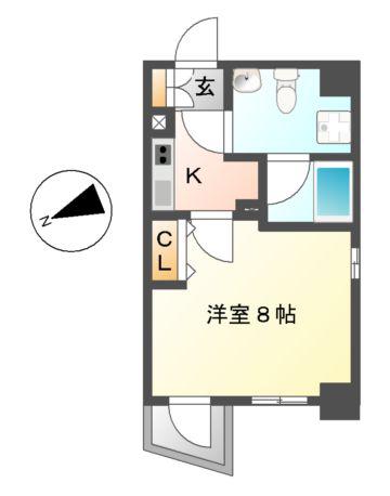アクアヒルズ(1K/11階)の間取り写真
