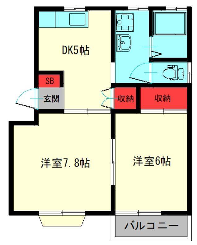 ヴィラージュY(2DK/1階)の間取り写真