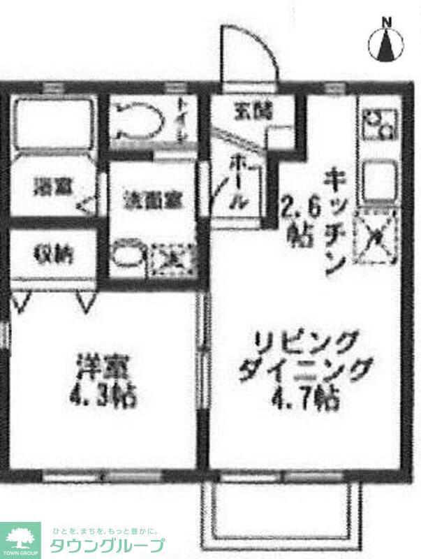 ソレイユ港南(1DK/1階)の間取り写真