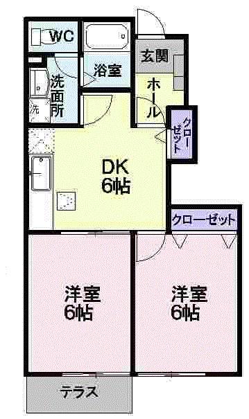 リファインド(2DK/1階)の間取り写真