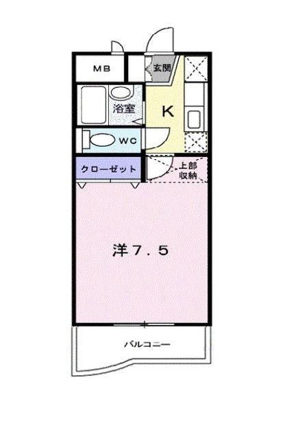 ヴェルジュ萩原(1K/1階)の間取り写真
