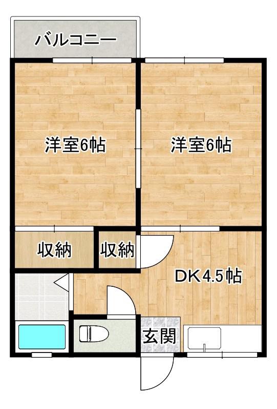 谷原ハイツ(2DK/2階)の間取り写真