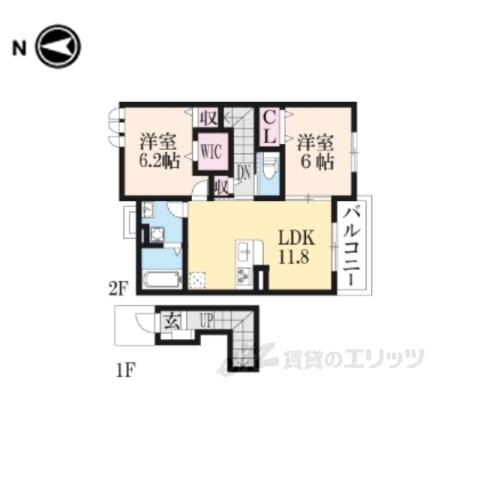 BELLE VILLE A-2(2LDK/2階)の間取り写真