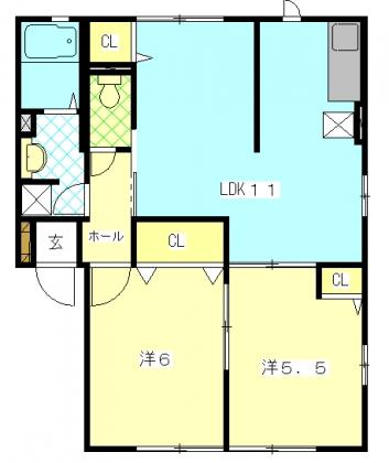 フェリス(2LDK/1階)の間取り写真