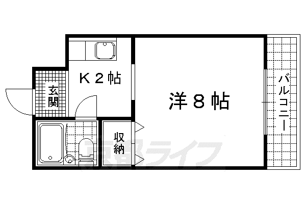 アムフルース(1K/1階)の間取り写真