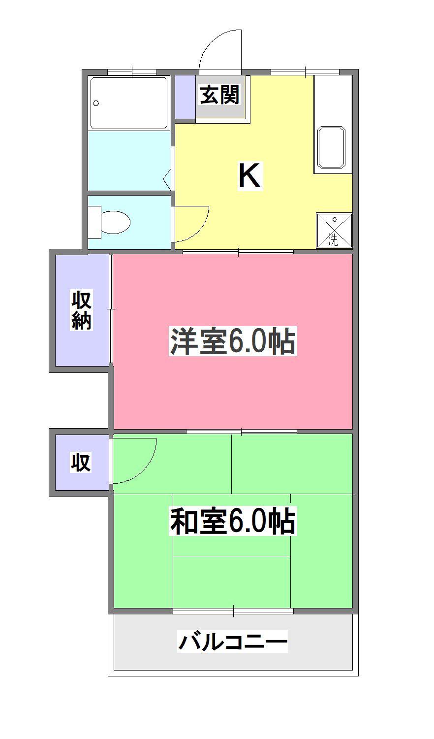 グリーンコーポ(2K/2階)の間取り写真