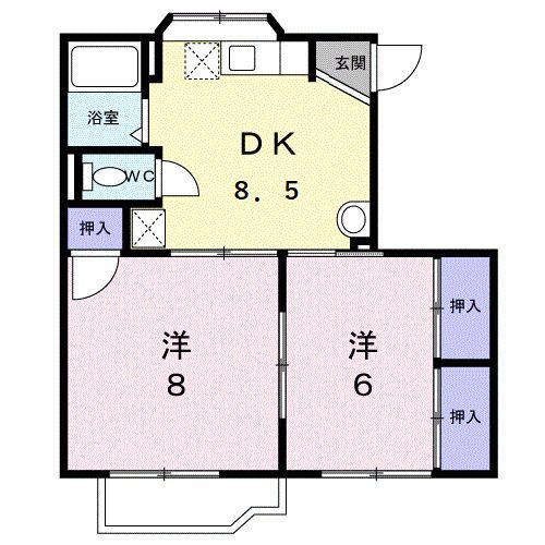 グリーンハイツA(2DK/2階)の間取り写真