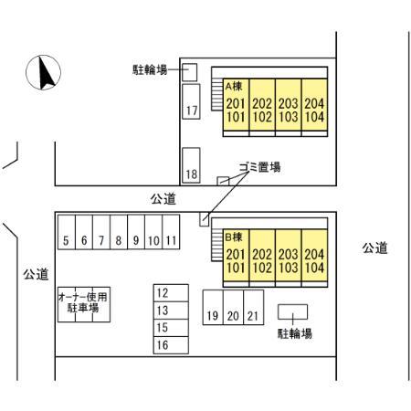 プランドール A(1K/1階)の間取り写真