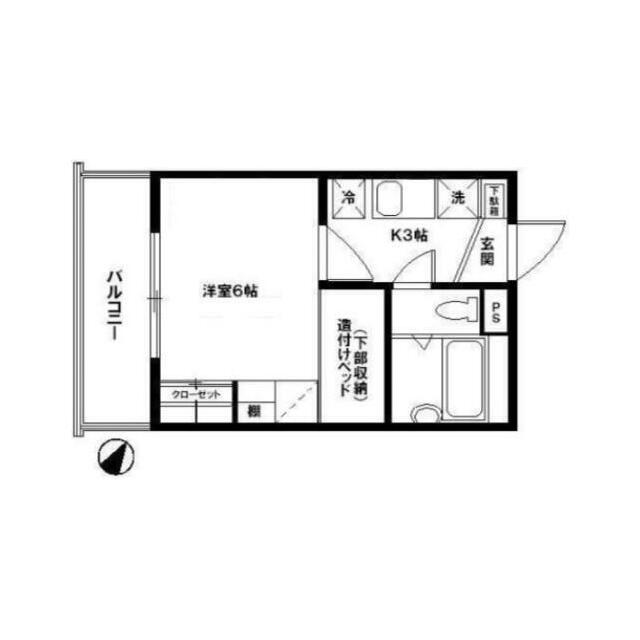 G・Aアーバン横浜(1K/3階)の間取り写真