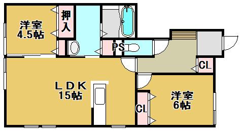 グリーンノートウトナイ北C棟(2LDK/1階)の間取り写真