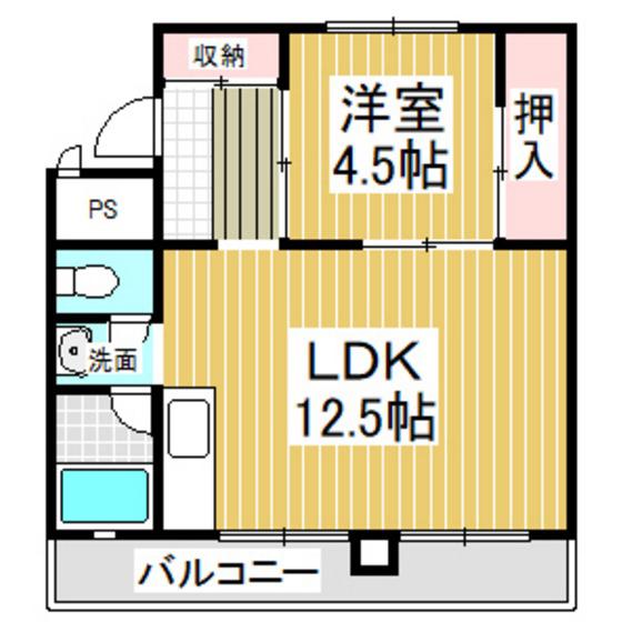 ビレッジハウス糸井1号棟(1LDK/5階)の間取り写真