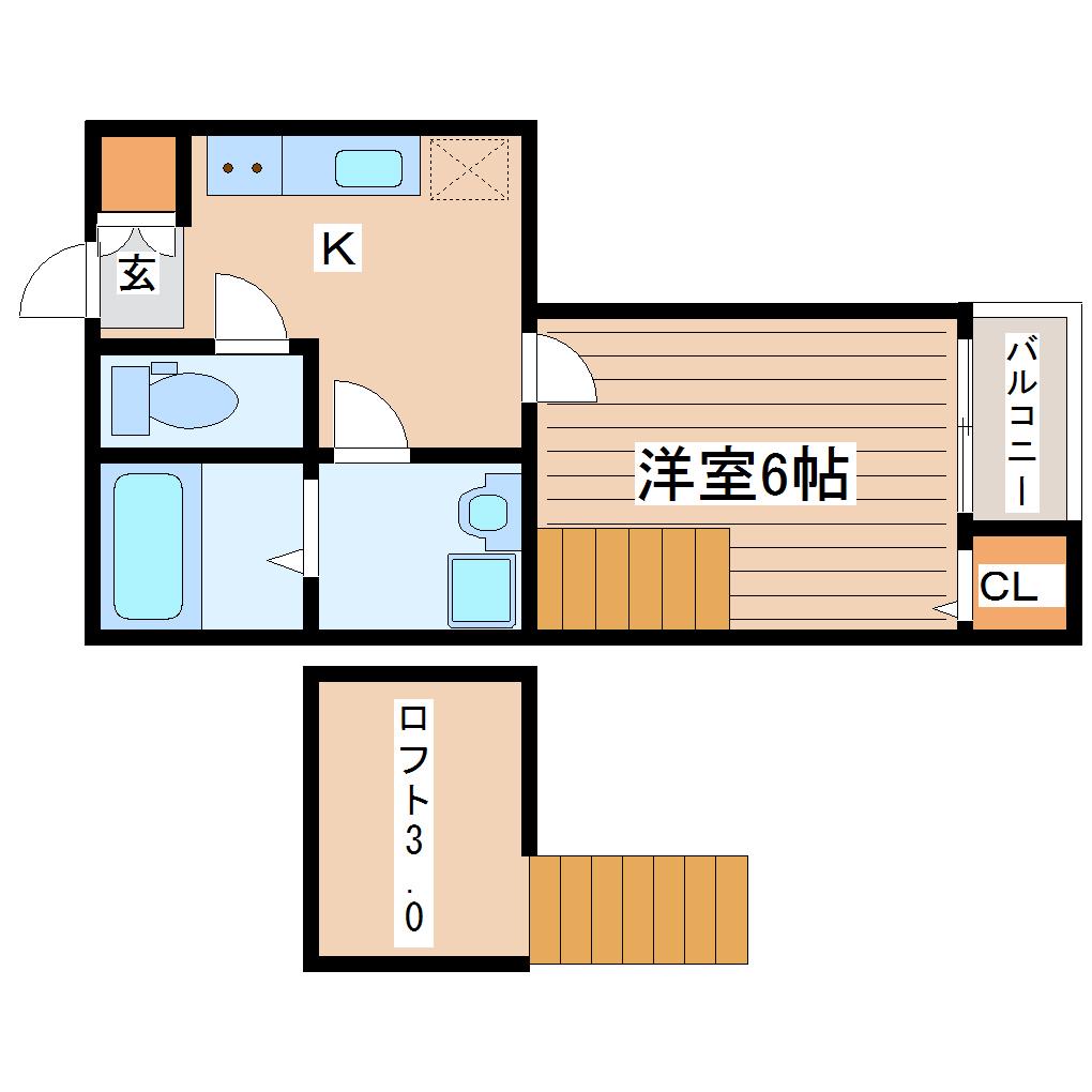 FRIEDEN (1K/2階)の間取り写真