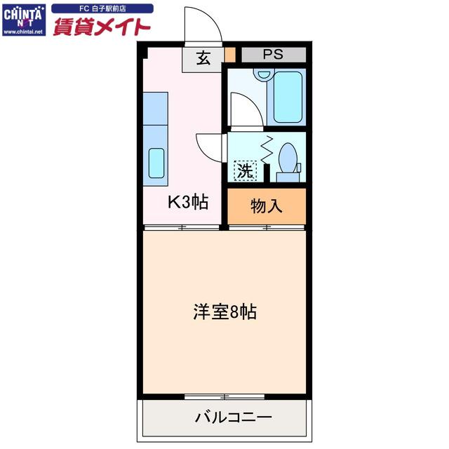 コーポベル(1K/4階)の間取り写真