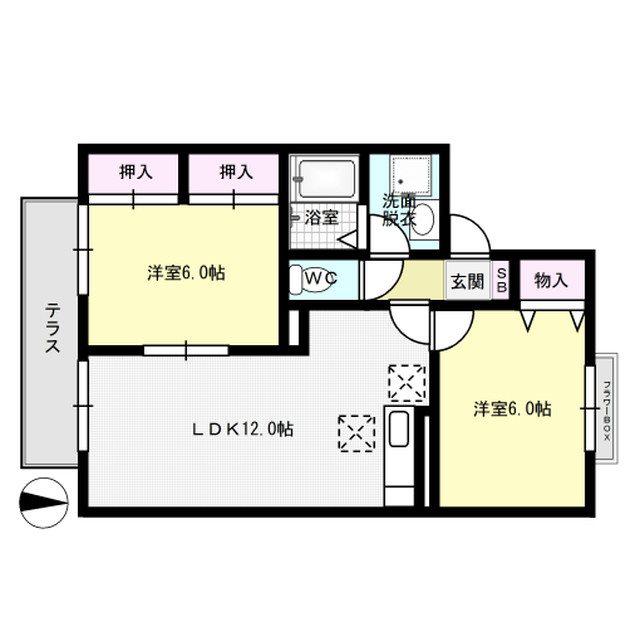 セジュールS・T(2LDK/1階)の間取り写真