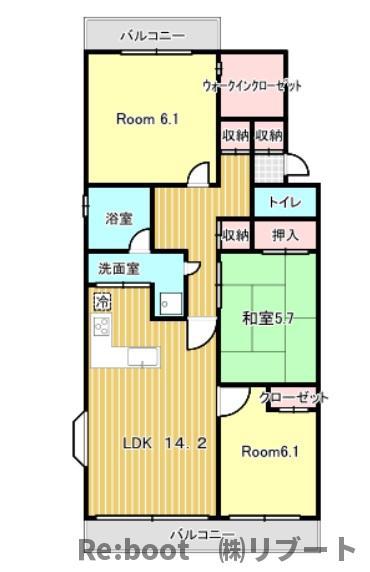 ラ・アトレ松戸(3LDK/2階)の間取り写真