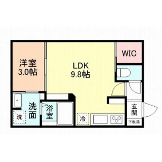 INTEGRAL向新庄(1LDK/1階)の間取り写真