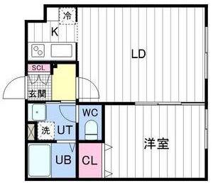 イデアル福住(1LDK/1階)の間取り写真