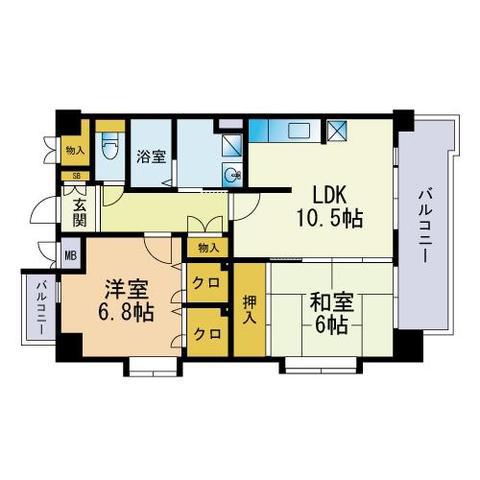 レーベン野間(2LDK/8階)の間取り写真
