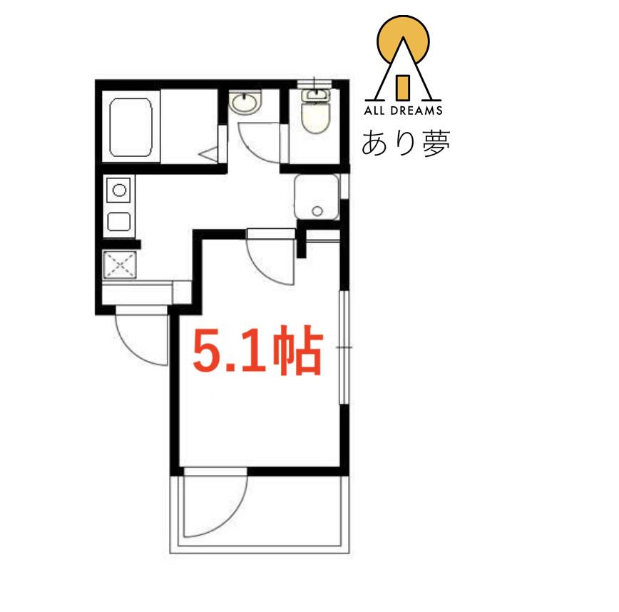 リーヴェルLECO神奈川新町(1K/1階)の間取り写真