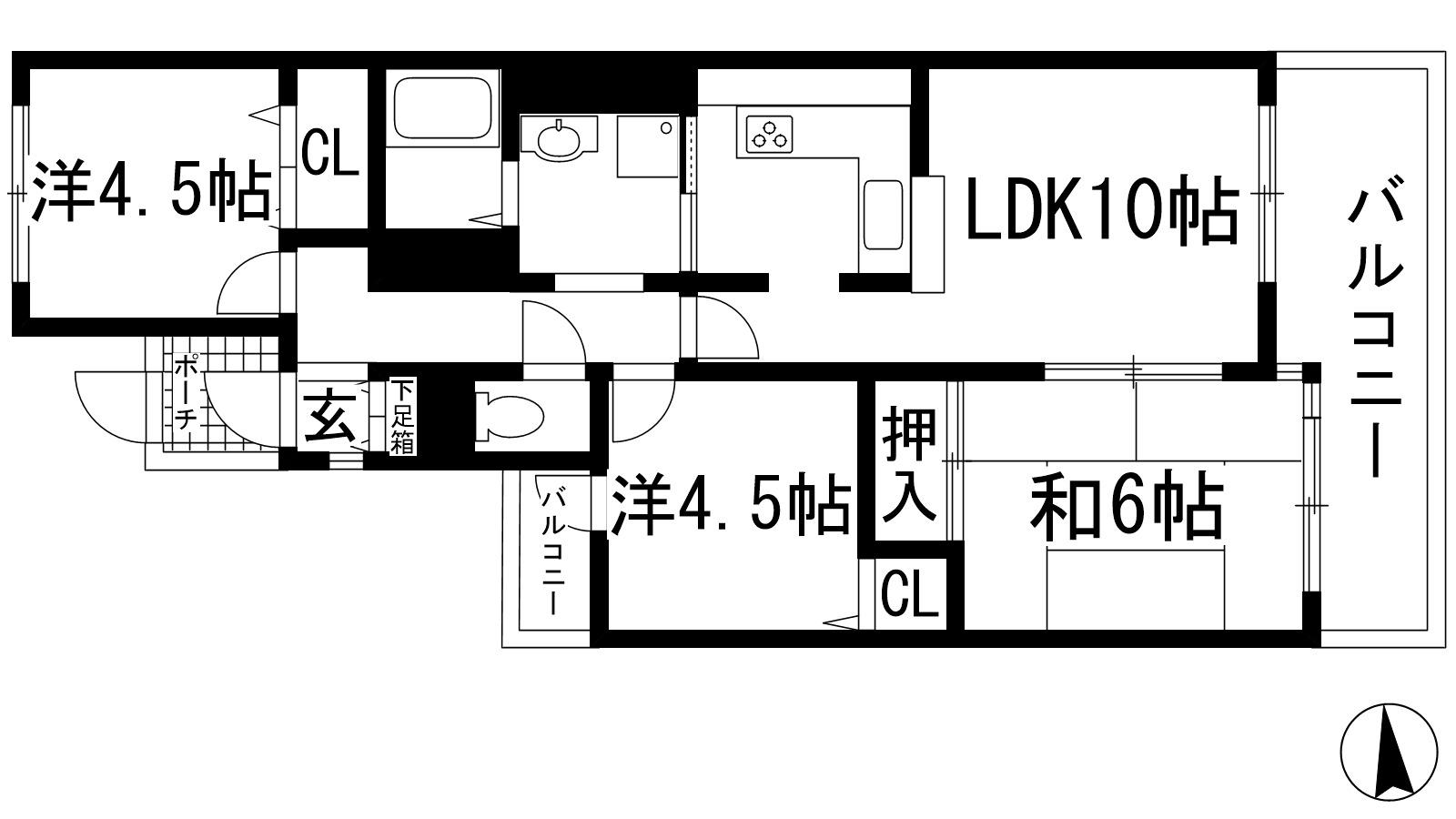 サンパレス21池田(3LDK/3階)の間取り写真