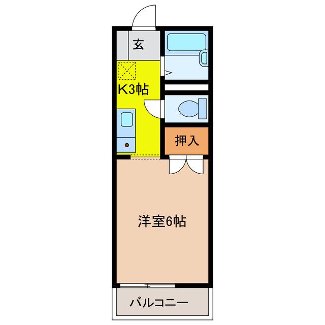 クラスターサウス(1K/1階)の間取り写真