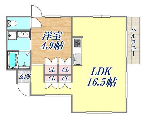 北浦マンション(1LDK/1階)の間取り写真