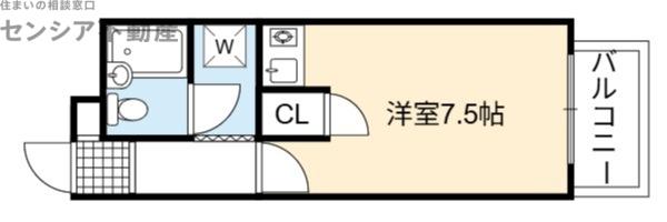 グランピア関目(1K/4階)の間取り写真