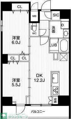 ジェノヴィア両国Vスカイガーデン(2LDK/7階)の間取り写真