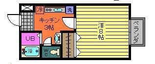 カルバース(1K/2階)の間取り写真