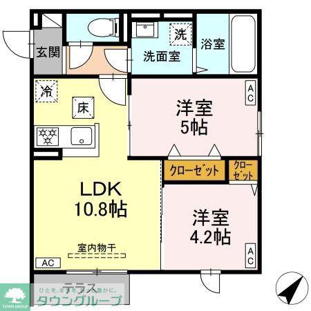 セレスティア南田中(2LDK/1階)の間取り写真