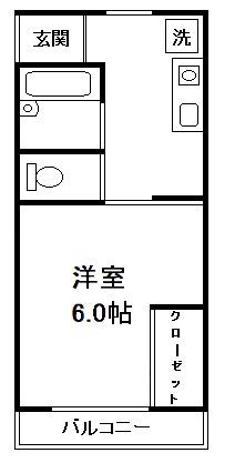 ディアコートII(1K/1階)の間取り写真