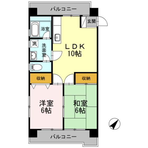 第2川本ビル(2LDK/2階)の間取り写真