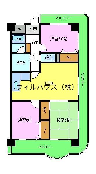 メゾンリーガル48(3DK/3階)の間取り写真