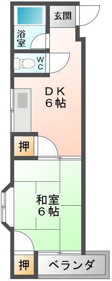 グリーンマンション(1K/2階)の間取り写真
