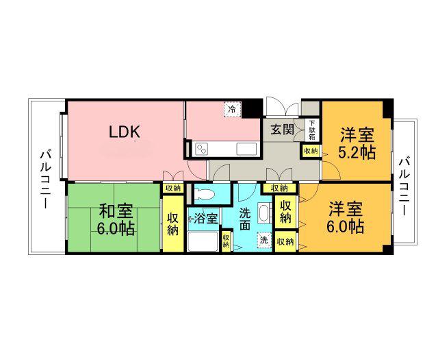 井口台パークヒルズ参番館(3LDK/11階)の間取り写真