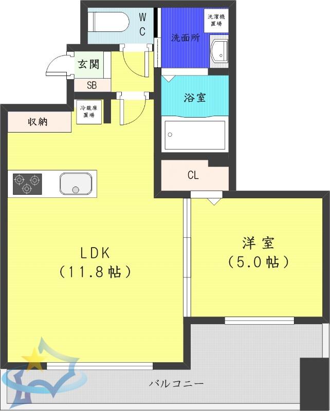 エクレール(1LDK/12階)の間取り写真
