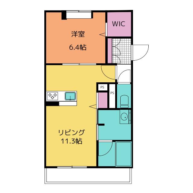 QUALISTA(1LDK/1階)の間取り写真