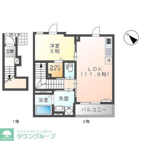 市原市姉崎アパート(1LDK/2階)の間取り写真