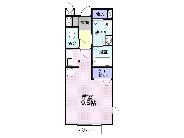 ペアフィールド(ワンルーム/1階)の間取り写真