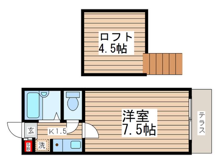 クレセントハイツ富士見(1K/2階)の間取り写真