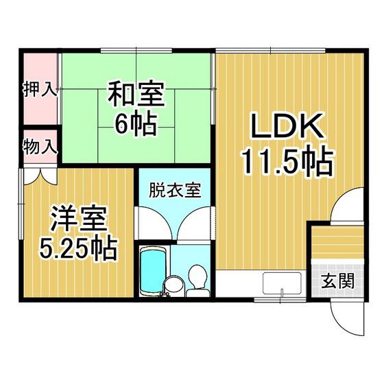 大和ハイツ3(2LDK/3階)の間取り写真